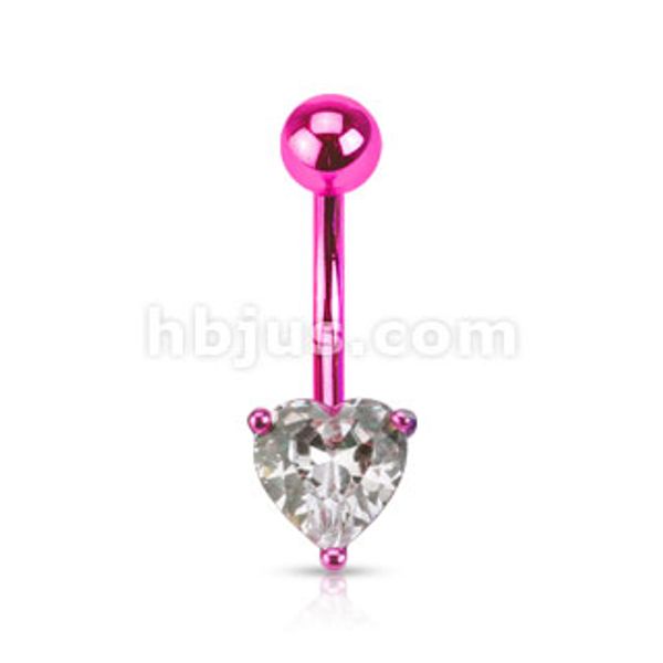 Hovedbilde Neon Farget Navle Piercing Med Heart Prong Set